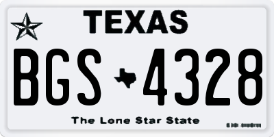 TX license plate BGS4328