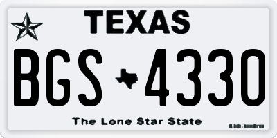 TX license plate BGS4330