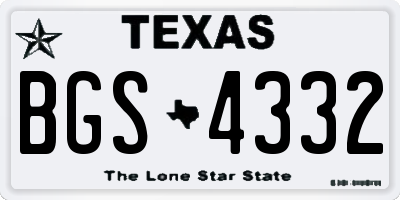 TX license plate BGS4332