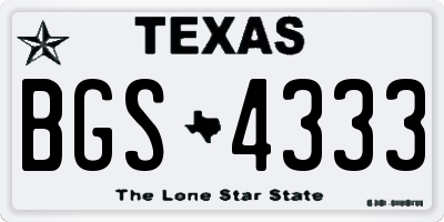 TX license plate BGS4333