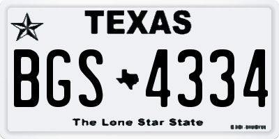 TX license plate BGS4334