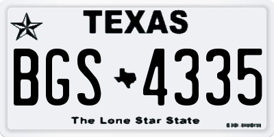 TX license plate BGS4335