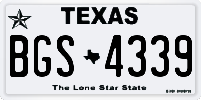 TX license plate BGS4339