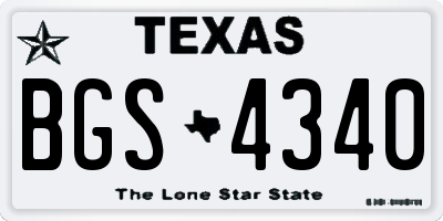TX license plate BGS4340