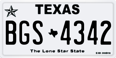 TX license plate BGS4342