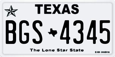 TX license plate BGS4345
