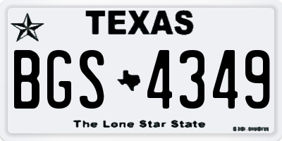 TX license plate BGS4349