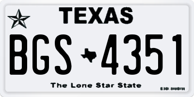 TX license plate BGS4351