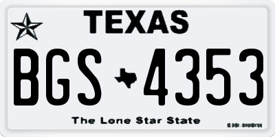 TX license plate BGS4353