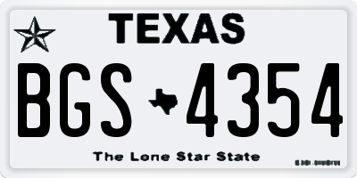 TX license plate BGS4354