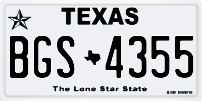 TX license plate BGS4355