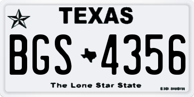TX license plate BGS4356