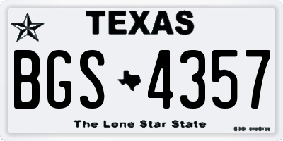 TX license plate BGS4357