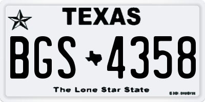 TX license plate BGS4358