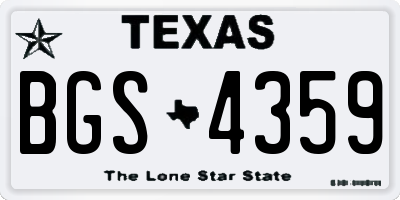TX license plate BGS4359