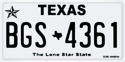 TX license plate BGS4361