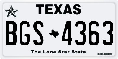 TX license plate BGS4363