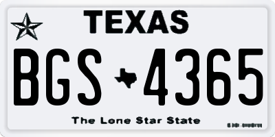 TX license plate BGS4365