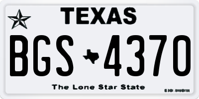 TX license plate BGS4370