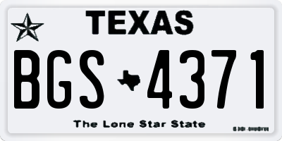 TX license plate BGS4371