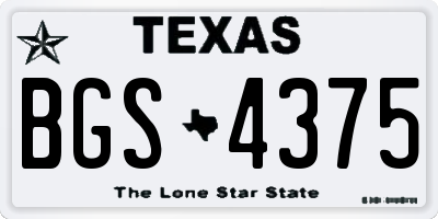 TX license plate BGS4375