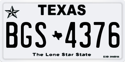 TX license plate BGS4376