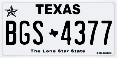 TX license plate BGS4377