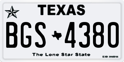 TX license plate BGS4380