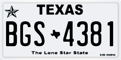 TX license plate BGS4381