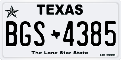 TX license plate BGS4385