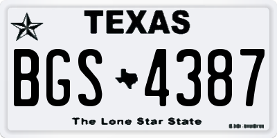 TX license plate BGS4387