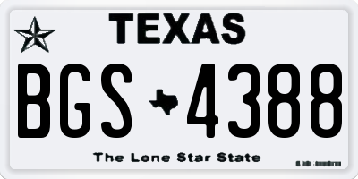 TX license plate BGS4388