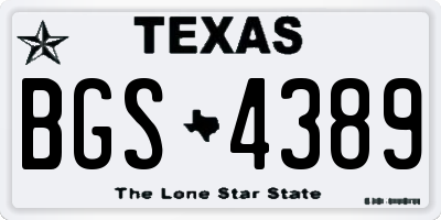 TX license plate BGS4389