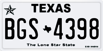 TX license plate BGS4398