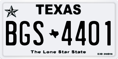 TX license plate BGS4401