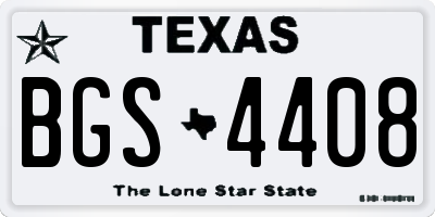 TX license plate BGS4408