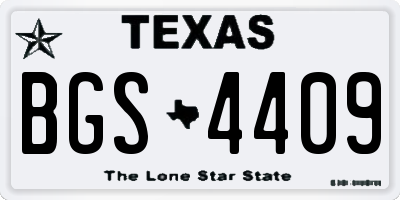TX license plate BGS4409