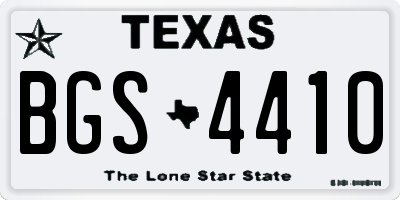 TX license plate BGS4410