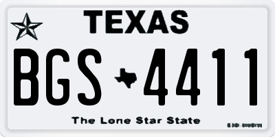 TX license plate BGS4411