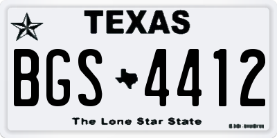 TX license plate BGS4412