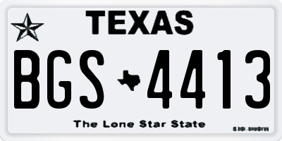 TX license plate BGS4413