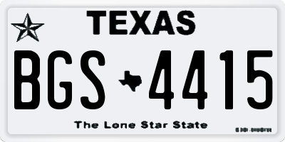 TX license plate BGS4415