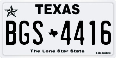 TX license plate BGS4416