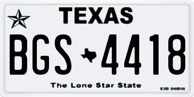 TX license plate BGS4418