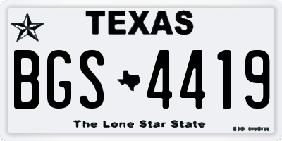 TX license plate BGS4419