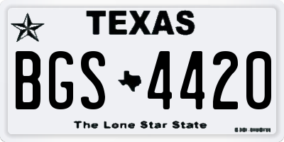 TX license plate BGS4420