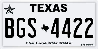 TX license plate BGS4422