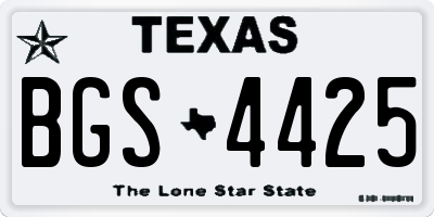 TX license plate BGS4425