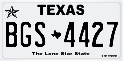TX license plate BGS4427
