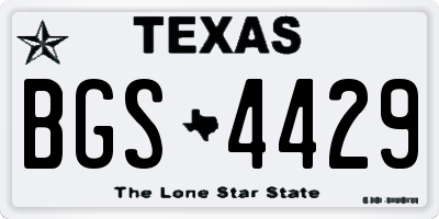 TX license plate BGS4429